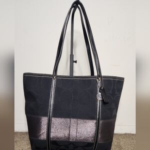 Coach Black and Silver Women's Tote Bag